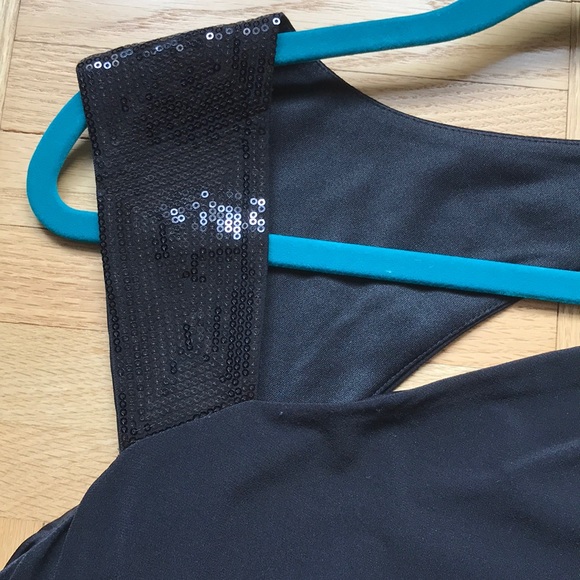 NWT CALVIN KLEIN ASYMMETRICAL SEQUIN BLACK DRESS - Picture 4 of 8